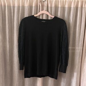 Adrianna Papell Black Sweater with Lace Sleeves